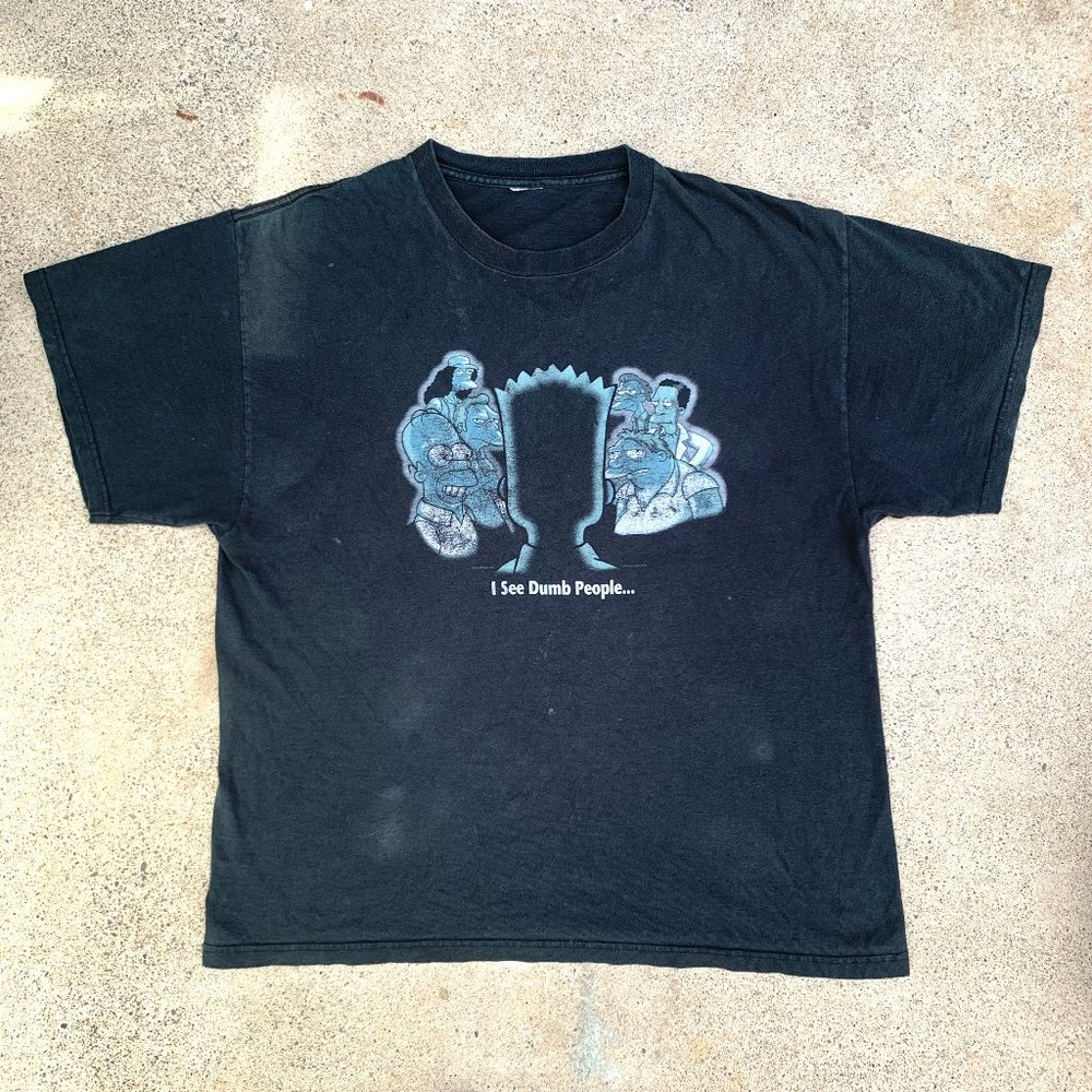 The Simpsons I See Dumb People Bart Mark Groening 2001 Fox Vintage Graphic Shirt